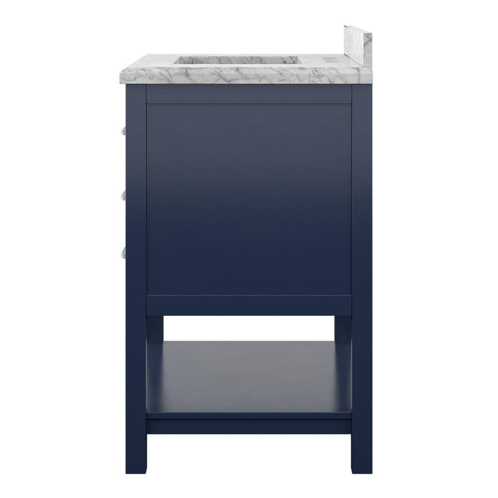 Affinity 31" Single Sink Vanity with White & Gray Carrara Marble Top - Design Element Bath Kitchen - Bathroom Vanity - White
