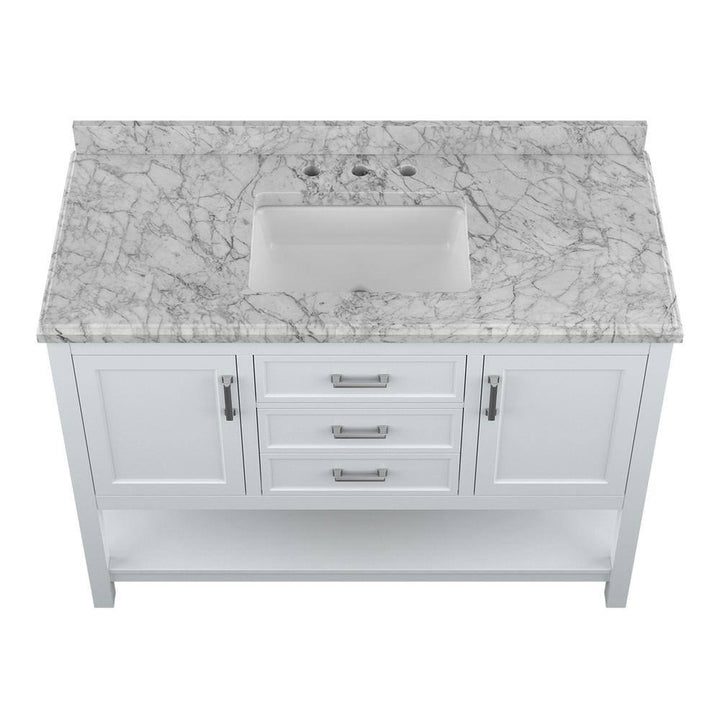Affinity 49" Single Sink Vanity with White & Gray Carrara Marble Top - Design Element Bath Kitchen - Bathroom Vanity - White