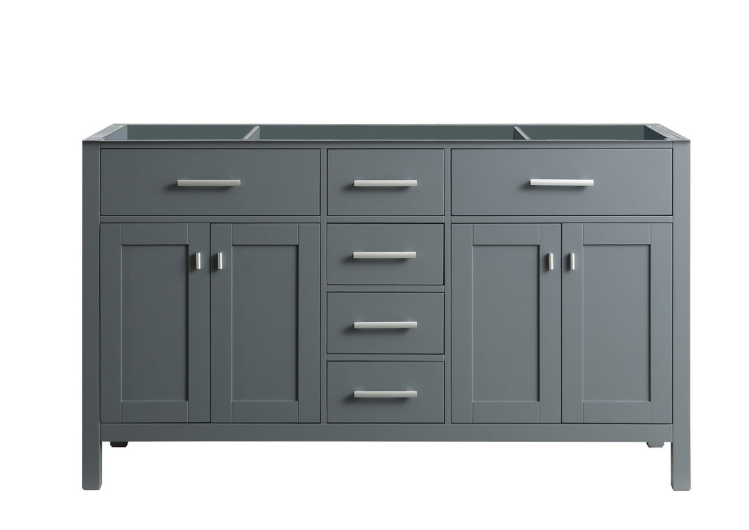 London 61" Double Sink Vanity in Gray - Design Element Bath Kitchen - Bathroom Vanity - 