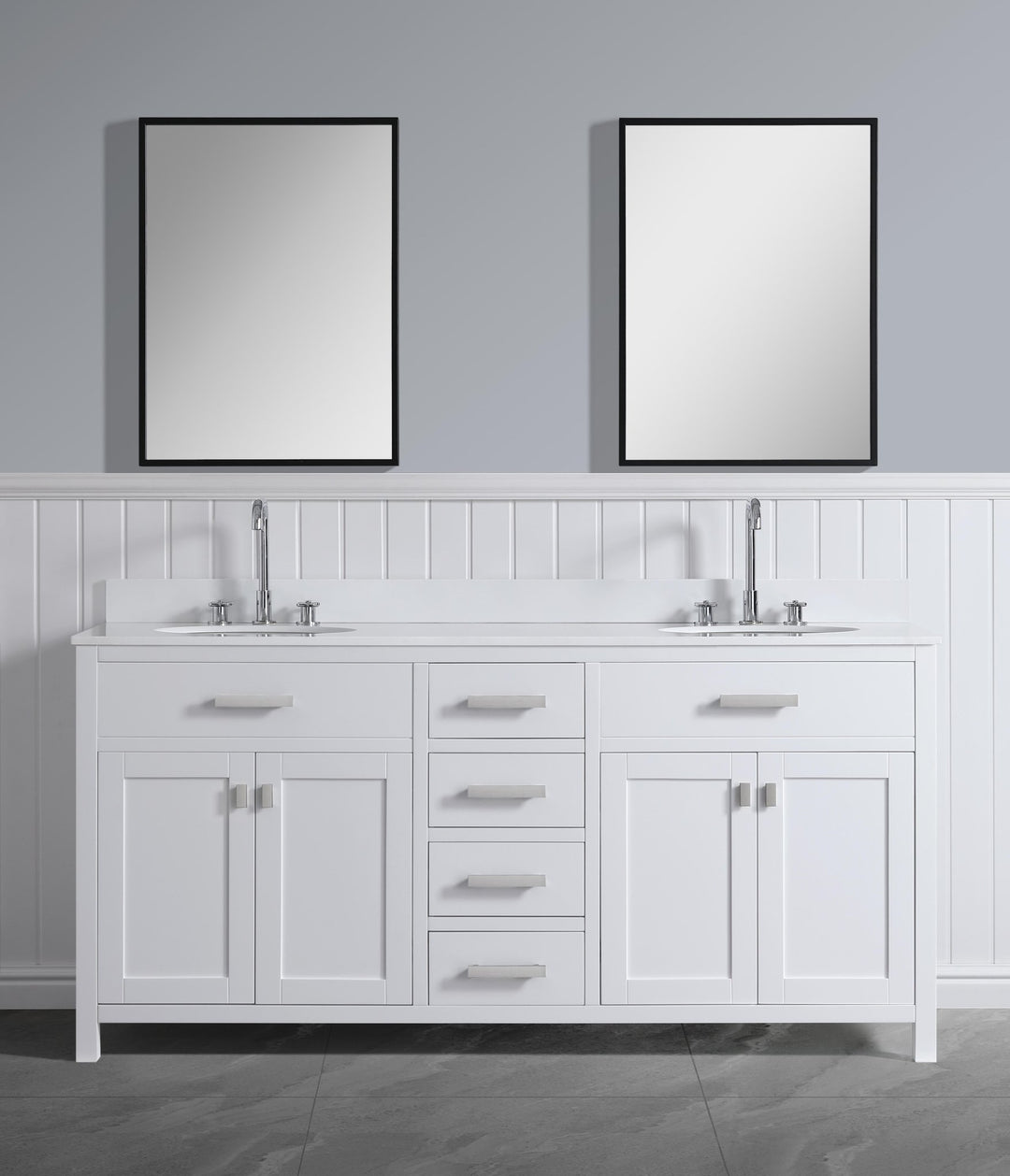 London 71.5" Double Sink Vanity Cabinet Only in White - Design Element Bath Kitchen - Bathroom Vanity - 