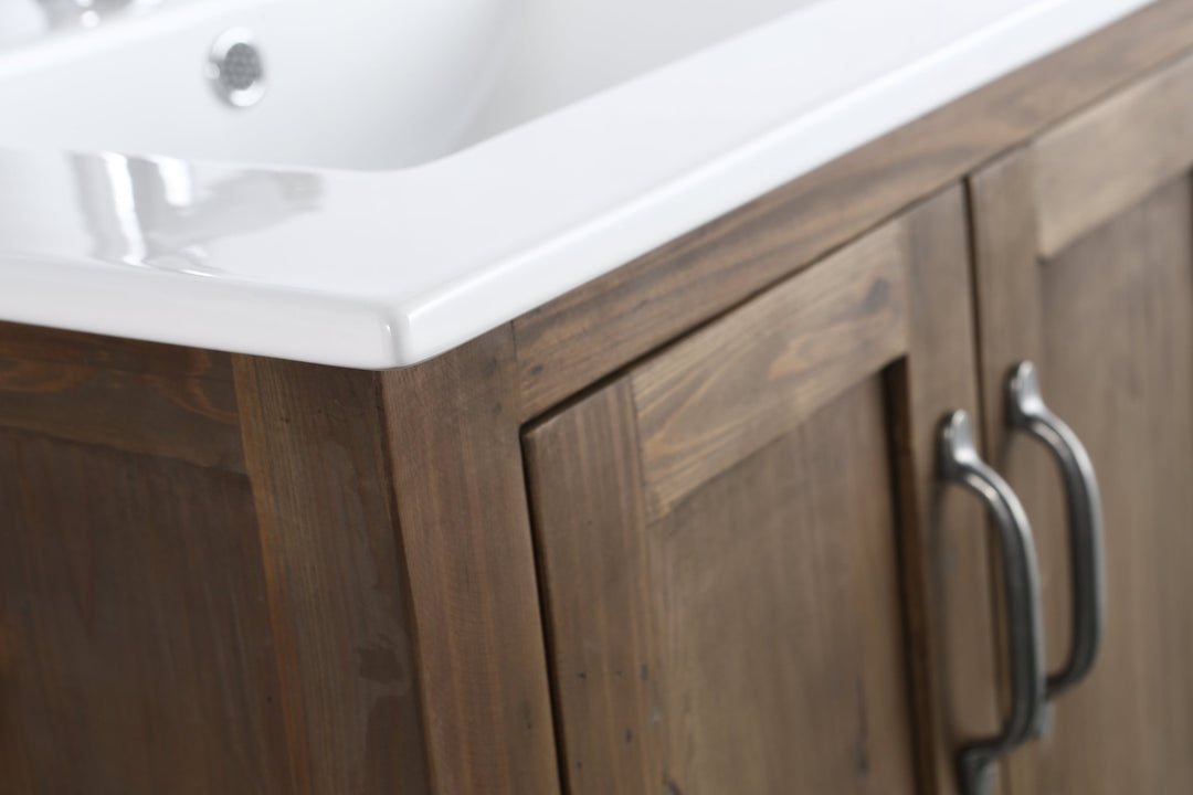 Austin 30" Single Sink Vanity In Walnut with Porcelain Top - Design Element Bath Kitchen - Bathroom Vanity - 
