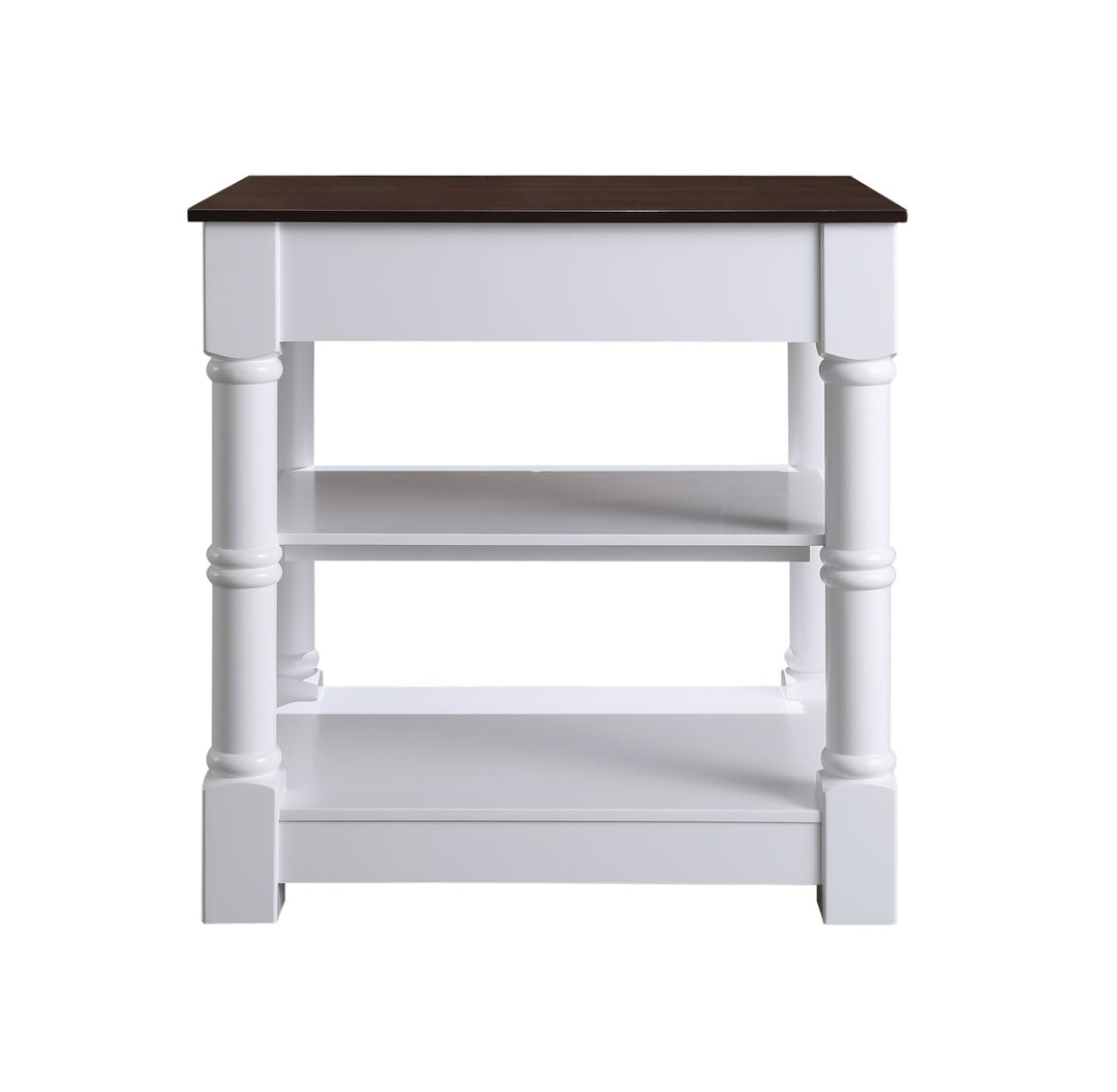 Monterey 36 " Kitchen Island With Dark Walnut Veneered Wood Countertop in White - Design Element Bath Kitchen - Kitchen Island - 