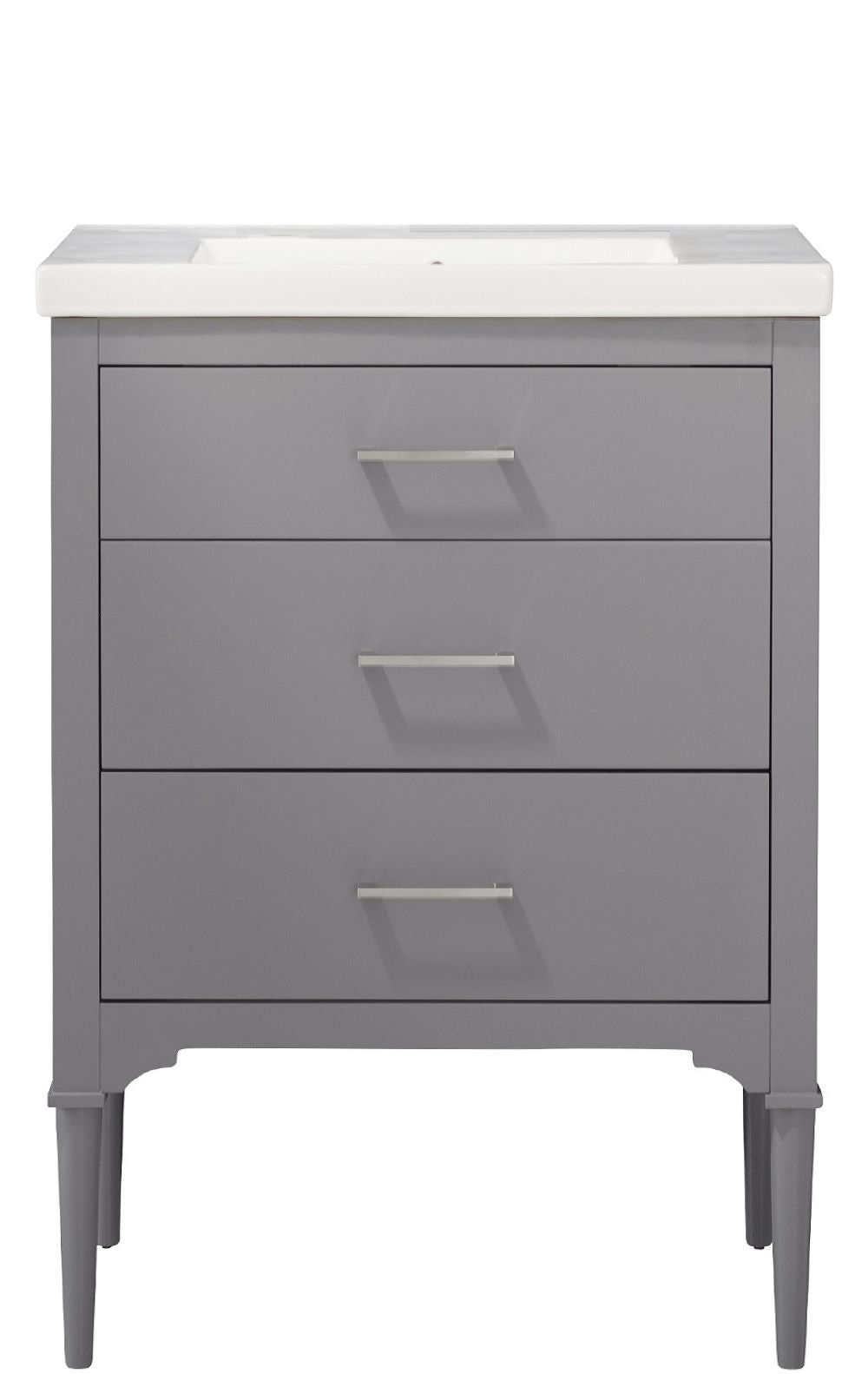 Mason 24" Single Sink Vanity with Porcelain Top - Design Element Bath Kitchen - Bathroom Vanity - Navy with Satin Gold Hardware