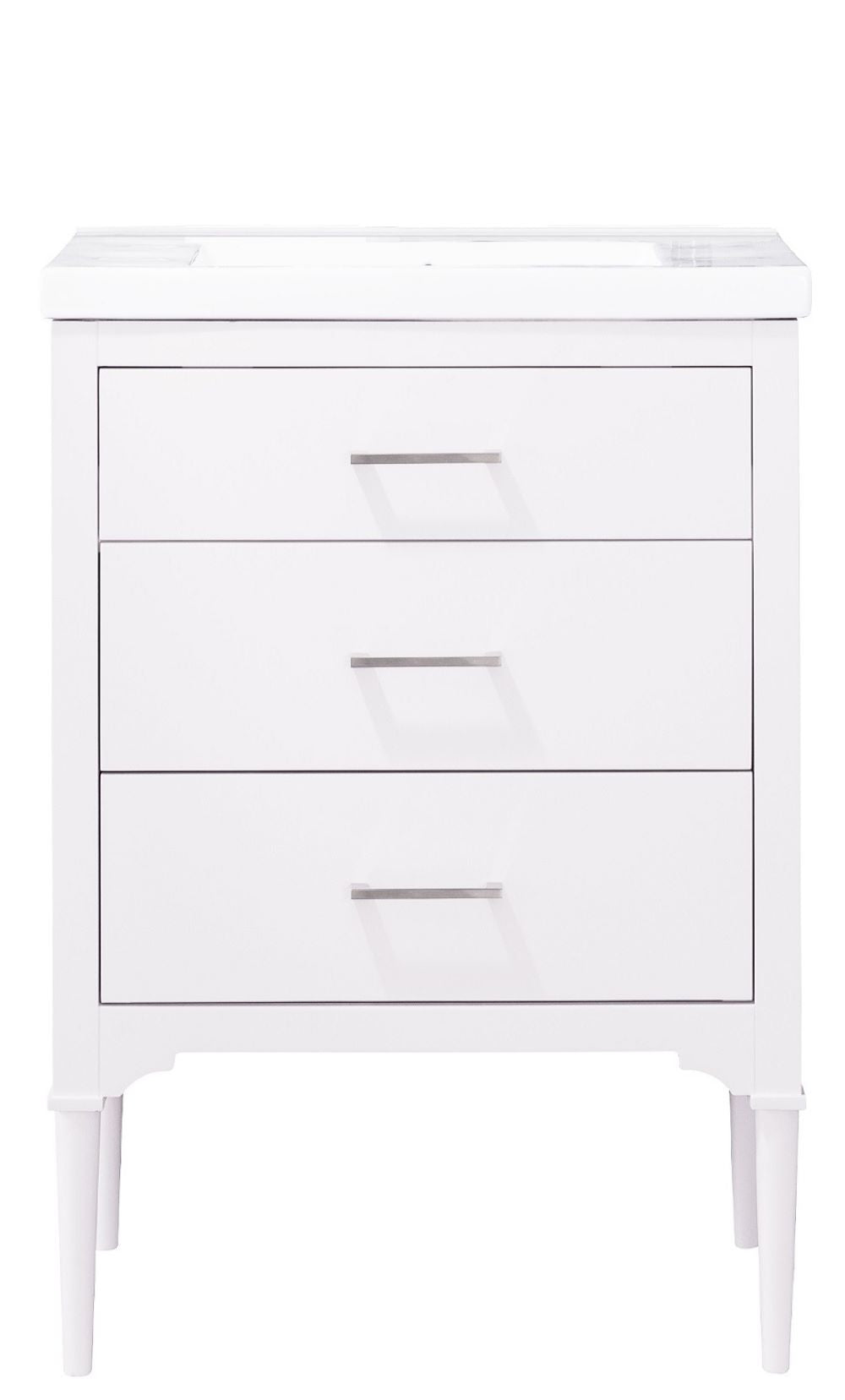 Mason 24" Single Sink Vanity with Porcelain Top - Design Element Bath Kitchen - Bathroom Vanity - Navy with Satin Gold Hardware