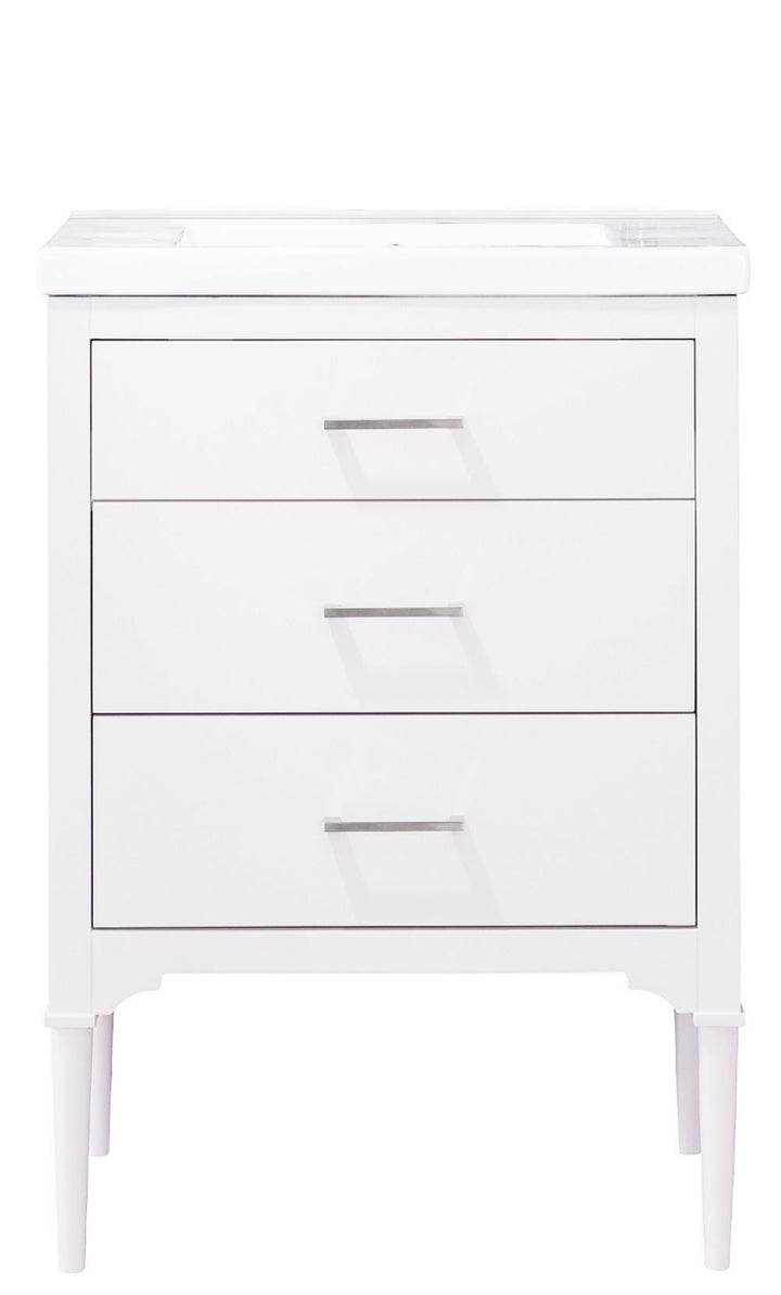 Mason 24" Single Sink Vanity with Porcelain Top - Design Element Bath Kitchen - Bathroom Vanity - Navy with Satin Gold Hardware