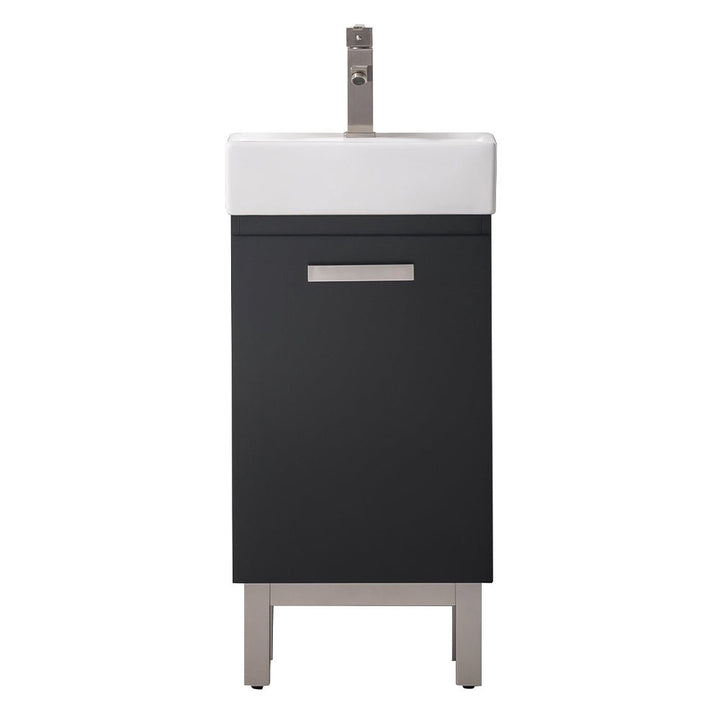 Stella 16.5" Single Sink Vanity with Porcelain Top - Design Element Bath Kitchen - Bathroom Vanity - Navy with Satin Gold Hardware