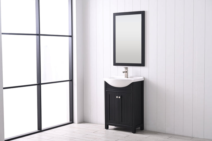Marian 24" Single Sink Vanity with Porcelain Top - Design Element Bath Kitchen - Bathroom Vanity - Espresso with Silver Satin Hardware