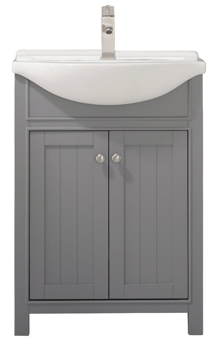 Marian 24" Single Sink Vanity with Porcelain Top - Design Element Bath Kitchen - Bathroom Vanity - Espresso with Silver Satin Hardware
