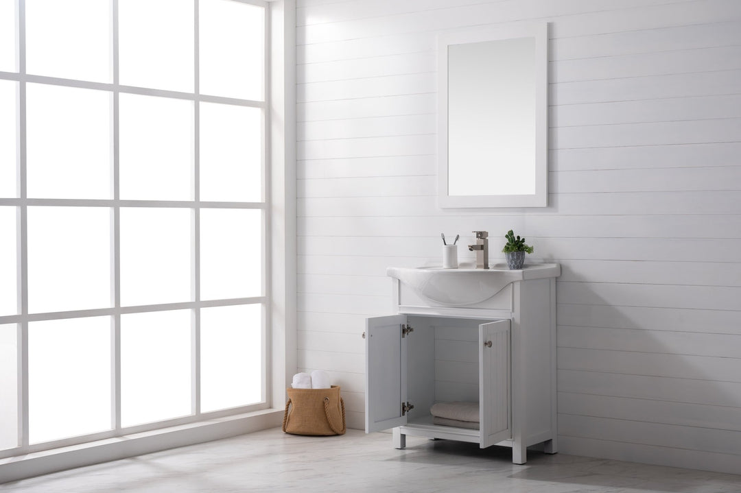 Marian 30" Single Sink Vanity with Porcelain Top - Design Element Bath Kitchen - Bathroom Vanity - Navy with Satin Gold Hardware