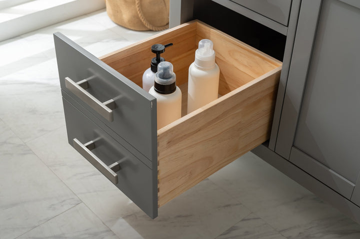 Valentino 54" Single Sink Vanity with White Quartz Top - Design Element Bath Kitchen - Bathroom Vanity - Verdant Green with Matte Black Hardware