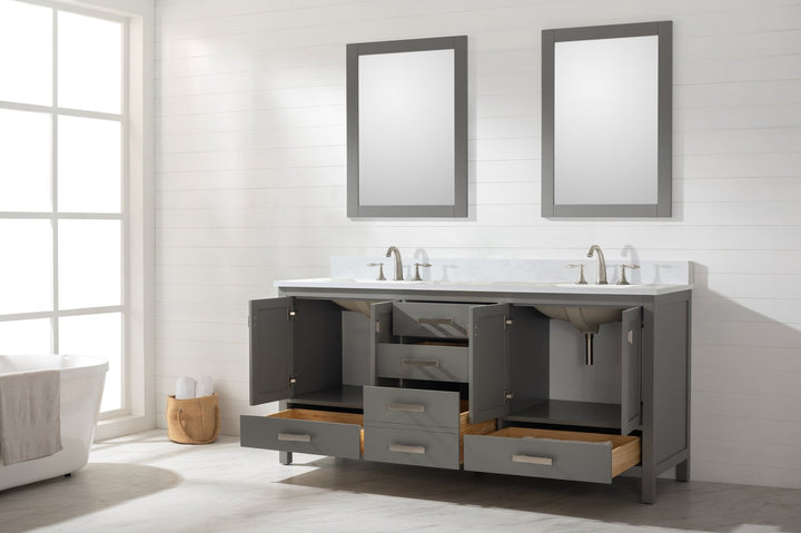 Valentino 72" Single Sink Vanity with White Quartz Top - Design Element Bath Kitchen - Bathroom Vanity - Verdant Green with Matte Black Hardware