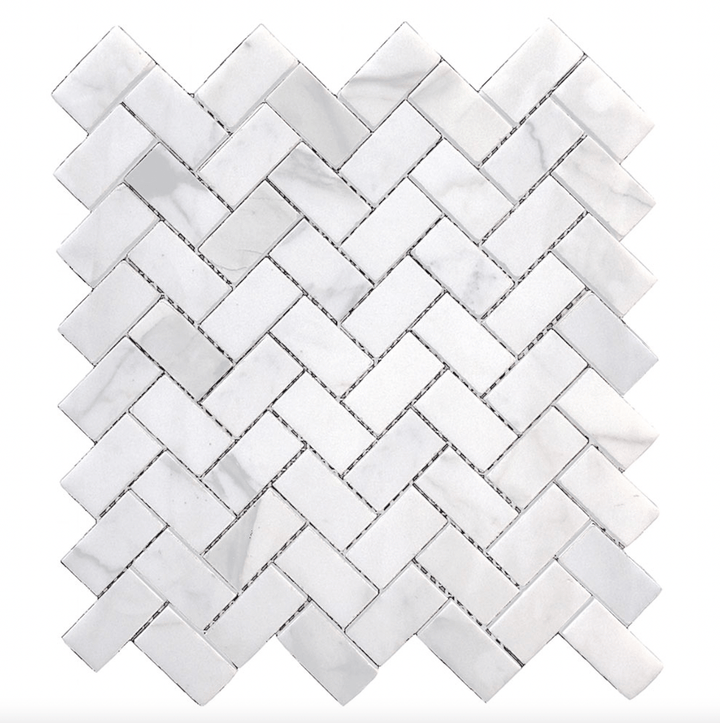 Herringbone 12" x 12" Marble Mosaic Wall Tile - Design Element Bath Kitchen - Tile - 