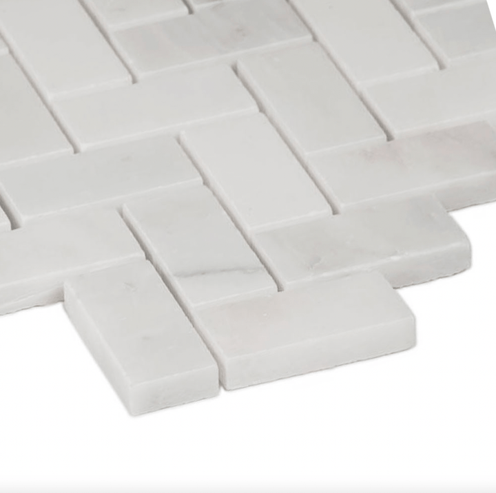 Herringbone 12" x 12" Marble Mosaic Wall Tile - Design Element Bath Kitchen - Tile - 