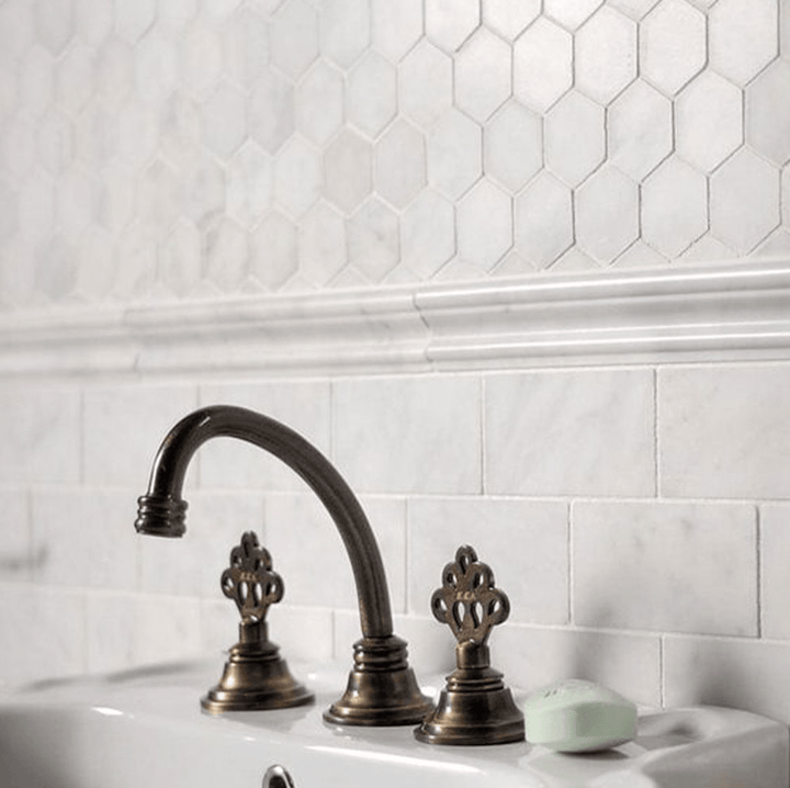 Hexagon 12" x 12" Marble Mosaic Wall Tile - Design Element Bath Kitchen - Tile - 